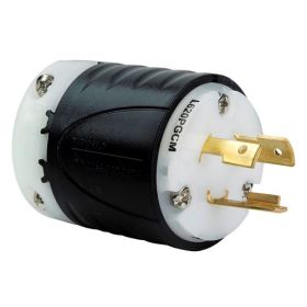 Pass & Seymour Turnlok L620-PGCM Ground Continuity Monitoring Heavy Duty Locking Plug, 250 VAC, 20 A, 2 Poles, 3 Wires, Gray