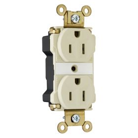 Pass & Seymour PlugTail PT5262-AI 3-Phase Duplex Extra Heavy Duty Straight Blade Receptacle, 125 VAC, 15 A, 2 Poles, 3 Wires, Ivory