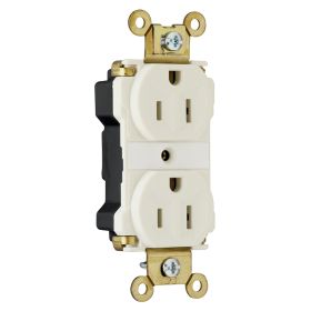 Pass & Seymour PT5262-ALA 3-Phase Duplex Extra Heavy Duty Straight Blade Receptacle, 125 VAC, 15 A, 2 Poles, 3 Wires, Light Almond