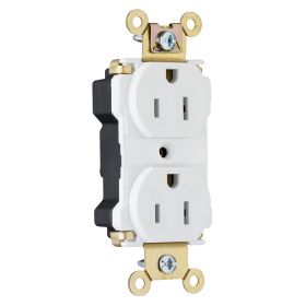 Pass & Seymour PT5262AW 3-Phase Duplex Extra Heavy Duty Straight Blade Receptacle, 125 VAC, 15 A, 2 Poles, 3 Wires, White