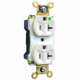 Pass & Seymour PlugTail PT8300-LA Duplex Extra Heavy Duty Straight Blade Receptacle, 125 VAC, 20 A, 2 Poles, 3 Wires, Light Almond