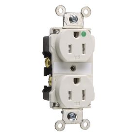 Pass & Seymour TR62-HLA 3-Phase Duplex Smooth Face Tamper Resistant Straight Blade Receptacle, 125 VAC, 15 A, 2 Poles, 3 Wires, Light Almond