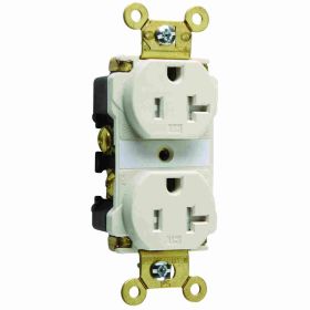 Pass & Seymour TR63-LA Duplex Extra Heavy Duty Tamper Resistant Straight Blade Receptacle, 125 VAC, 20 A, 2 Poles, 3 Wires, Light Almond