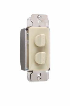 Pass & Seymour 94315-I TradeMaster De-Hummer Dimmer Dual Rotary Fan Speed Control/Dimmer Switch, 120 VAC, 1.5 A, 3-Speed Operational Mode, Thermoplastic, Ivory