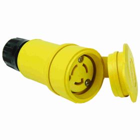 Pass & Seymour Turnlok 25W47 Straight Body Watertight Locking Connector, 125 VAC, 15 A, 2 Poles, 3 Wires, White