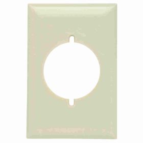 Pass & Seymour 384-I Power Outlet Single Standard Wallplate, 1 Gang, Ivory, 5 in H x 2-3/4 in W, Thermoplastic