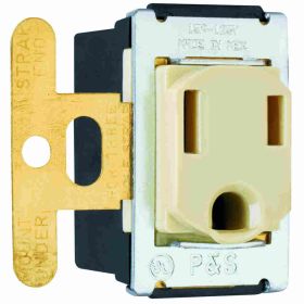 Pass & Seymour 1432 Despard Grounding Special Purpose Straight Blade Receptacle, 125/250 VAC, 15 A, 1 Pole, 3 Wires, Ivory