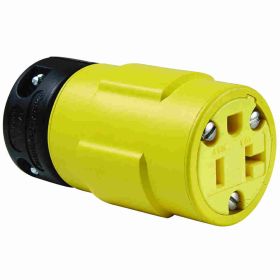 Pass & Seymour 1533 Dust Tight Straight Blade Connector, 125 VAC, 20 A, 2 Poles, 3 Wires, Yellow