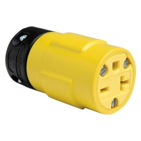 Pass & Seymour 1548 Dust Tight Straight Blade Connector, 250 VAC, 20 A, 2 Poles, 3 Wires, Yellow