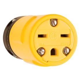 Pass & Seymour 1549 3-Phase Dust-Tight Straight Blade Connector, 250 VAC, 15 A, 2 Poles, 3 Wires, Yellow