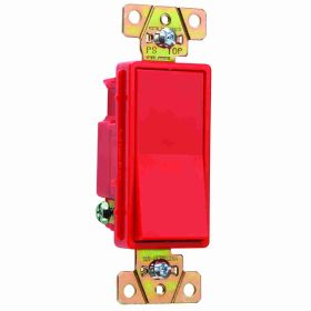 Pass & Seymour 2621-RED Decorator Switch, 120/277 VAC, 20 A, 1 W, SPST