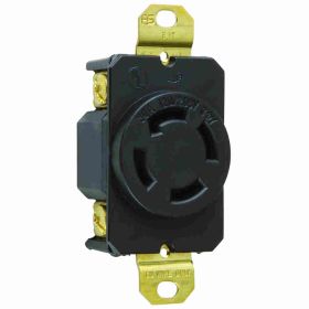 Pass & Seymour Straight Blade Receptacle 3430 3-Phase Non-NEMA Single Wall Mount Straight Blade Receptacle, 120/208 VAC, 30 A, 4 Poles, 4 Wires, Black