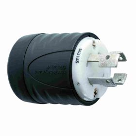 Pass & Seymour Turnlok 3431-SS Locking Plug, 120/208 VAC, 30 A, 4 Poles, 4 Wires, Black/White