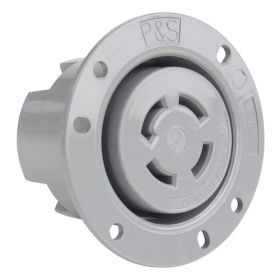 Pass & Seymour 3435-SS 3-Phase Locking Flanged Outlet, 120/280 VAC, 30 A, 3 Poles, 4 Wires, Gray