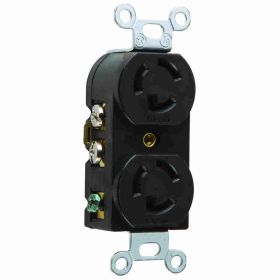 Pass & Seymour Turnlok 4750 Duplex Locking Receptacle, 277 VAC, 15 A, 2 Poles, 3 Wires, Black