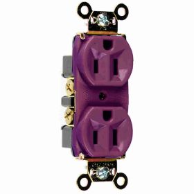 Pass & Seymour 5262-A Duplex Extra Heavy Duty Straight Blade Receptacle, 125 VAC, 15 A, 2 Poles, 3 Wires, Brown