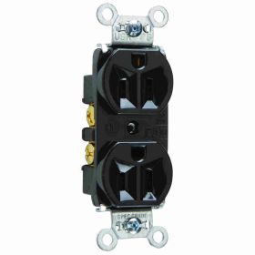 Pass & Seymour 5262-BK Duplex Straight Blade Receptacle, 125 VAC, 15 A, 2 Poles, 3 Wires, Black