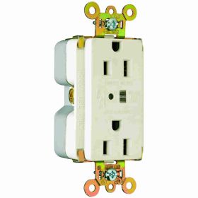 Pass & Seymour 5262-LASP Duplex Extra Heavy Duty Surge Protective Straight Blade Receptacle, 125 VAC, 15 A, 2 Poles, 3 Wires, Light Almond