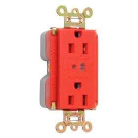 Pass & Seymour 5262-REDSP Extra Heavy Duty Isolated Ground Specification Grade Surge Protective Duplex Receptacle With LED Monitor, 125 VAC, 15 A, 60 Hz, 3 Phase