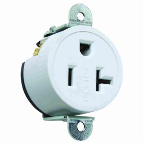 Pass & Seymour Straight Blade Receptacle 5358-W 3-Phase Single Short Strap Wall Mount Straight Blade Receptacle, 125 VAC, 20 A, 2 Poles, 3 Wires, White