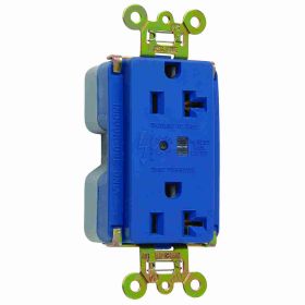 Pass & Seymour 5362-BLSP Duplex Extra Heavy Duty Surge Protective TVSS Straight Blade Receptacle, 125 VAC, 20 A, 2 Poles, 3 Wires, Blue