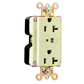 Pass & Seymour 5362-ISP Duplex Extra Heavy Duty Surge Protective TVSS Straight Blade Receptacle, 125 VAC, 20 A, 2 Poles, 3 Wires, Ivory