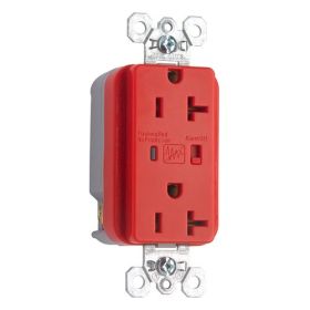 Pass & Seymour 5362-REDSP Duplex Extra Heavy Duty Surge Protective Straight Blade Receptacle, 125 VAC, 20 A, 2 Poles, 3 Wires, Red