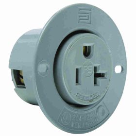 Pass & Seymour 5379-SS Flanged Outlet, 125 VAC, 20 A, 2 Poles, 3 Wires, Gray