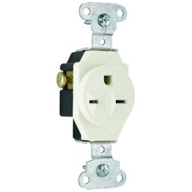 Pass & Seymour 5651-LA Heavy Duty Single Straight Blade Receptacle, 250 VAC, 15 A, 2 Poles, 3 Wires, Light Almond