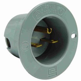 Pass & Seymour 5678-SS Flanged Inlet, 250 VAC, 15 A, 2 Poles, 3 Wires, Gray