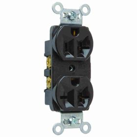 Pass & Seymour 5890 Combination Duplex Straight Blade Receptacle, 125/250 VAC, 20 A, 2 Poles, 3 Wires, Brown