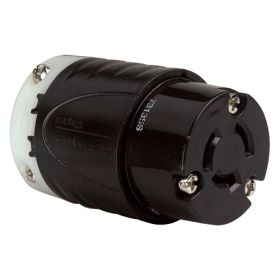 Pass & Seymour Turnlok 7313-SSBK 3-Phase Heavy Duty Locking Connector, 125/250 VAC, 20 A, 2 Poles, 3 Wires, Black