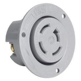 Pass & Seymour Turnlok 7409-SS 3-Phase Locking Flanged Outlet, 120/280 VAC, 20 A, 3 Poles, 4 Wires, Gray