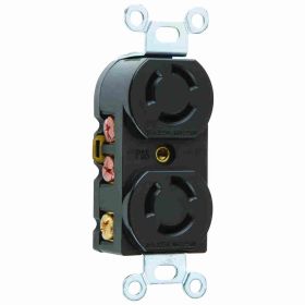 Pass & Seymour Turnlok 7580 Duplex Locking Receptacle, 125/250 VAC, 15/10 A, 3 Wires, Black