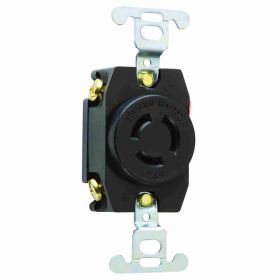 Pass & Seymour Turnlok 7582 Single Locking Receptacle, 125/250 VAC, 15/10 A, 3 Poles, 3 Wires, Black