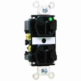 Pass & Seymour Straight Blade Receptacle 8200-BK Duplex Extra Heavy Duty Wall Mount Straight Blade Receptacle, 125 VAC, 15 A, 2 Poles, 3 Wires, Black