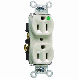 Pass & Seymour Straight Blade Receptacle 8200-HLA Compact Duplex Heavy Duty Wall Mount Straight Blade Receptacle, 125 VAC, 15 A, 2 Poles, 3 Wires, Light Almond