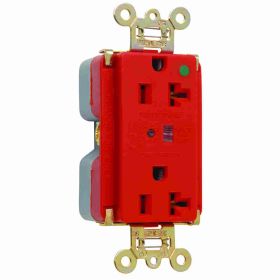 Pass & Seymour 8300-REDSP Duplex Surge Protective TVSS Straight Blade Receptacle, 125 VAC, 20 A, 2 Poles, 3 Wires, Red