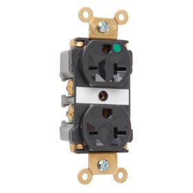 Pass & Seymour Straight Blade Receptacle 8800-BK Duplex Extra Heavy Duty Wall Mount Straight Blade Receptacle, 250 VAC, 20 A, 2 Poles, 3 Wires, Black