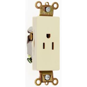 Pass & Seymour 26261-W Decorator Heavy Duty Single Straight Blade Receptacle, 125 VAC, 15 A, 2 Poles, 3 Wires, White