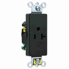 Pass & Seymour Straight Blade Receptacle 26361-BK Decorator Heavy Duty Single Wall Mount Straight Blade Receptacle, 125 VAC, 20 A, 2 Poles, 3 Wires, Black