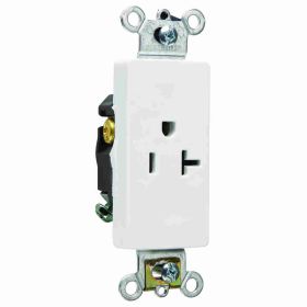 Pass & Seymour 26361-W Decorator Heavy Duty Single Straight Blade Receptacle, 125 VAC, 20 A, 2 Poles, 3 Wires, White