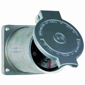 Pass & Seymour Turnlok 26420 Power Interrupting Receptacle With Lift Lid Enclosure, 600 VAC, 60 A, 3 Poles, 4 Wires