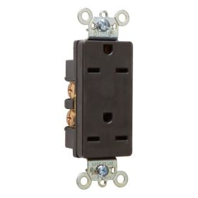 Pass & Seymour 26652-BK 3-Phase Decorator Duplex Heavy Duty Straight Blade Receptacle, 250 VAC, 15 A, 2 Poles, 3 Wires, Black