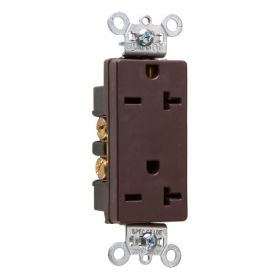 Pass & Seymour Straight Blade Receptacle 26852 Decorator Duplex Heavy Duty Wall Mount Straight Blade Receptacle, 250 VAC, 20 A, 2 Poles, 3 Wires, Brown