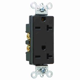 Pass & Seymour 26852-BK Decorator Duplex Heavy Duty Straight Blade Receptacle, 250 VAC, 20 A, 2 Poles, 3 Wires, Black