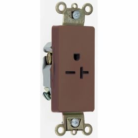 Pass & Seymour Straight Blade Receptacle 26861 Decorator Heavy Duty Single Wall Mount Straight Blade Receptacle, 250 VAC, 20 A, 2 Poles, 3 Wires, Brown