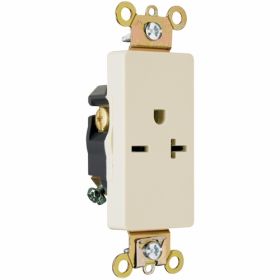 Pass & Seymour 26861-I 3-Phase Decorator Heavy Duty Single Straight Blade Receptacle, 250 VAC, 20 A, 2 Poles, 3 Wires, Ivory