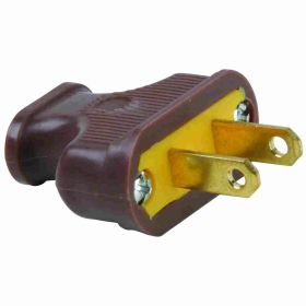 Pass & Seymour 48643 Short Flat Plug and Connector, 125 VAC, 15 A, 2 Poles, 2 Wires, Brown