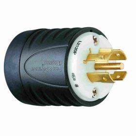 Pass & Seymour Turnlok L2120-P Locking Plug, 120/208 VAC, 20 A, 3 Poles, 5 Wires, Black/White